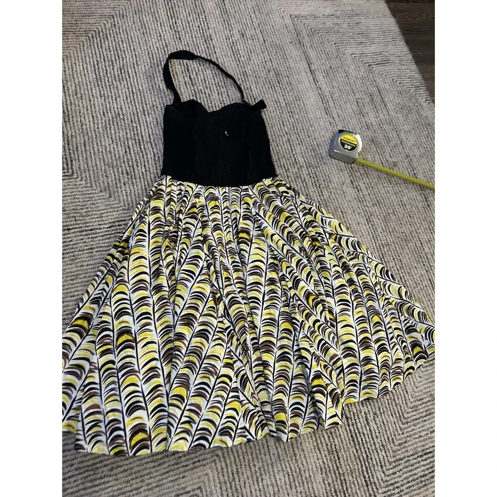 Girls from Savoy Dress Memory Of Feath Halter Retro Pin Up Swing Size 6 Anthro
